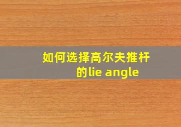 如何选择高尔夫推杆的lie angle